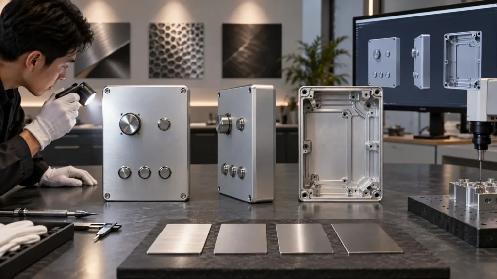 Cosmetic aluminum finish zones