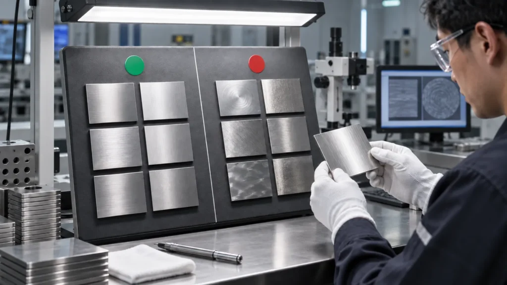 Metal finish acceptance board