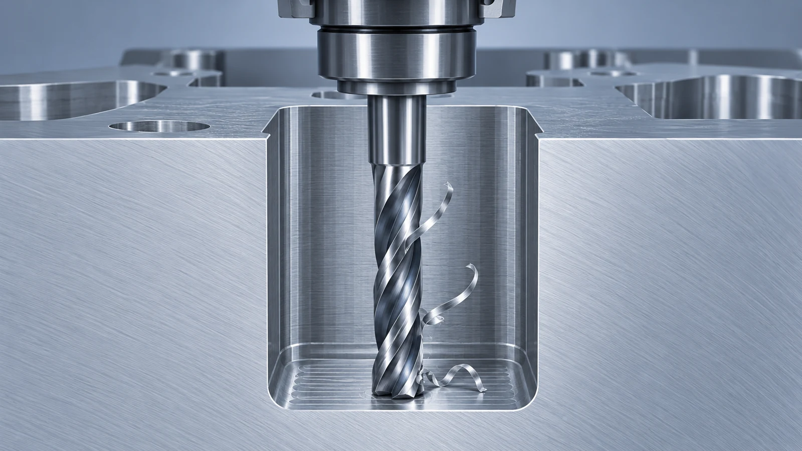 End mill cutting aluminum pocket