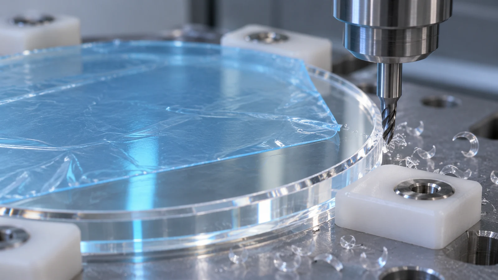 Machining clear optical polymer