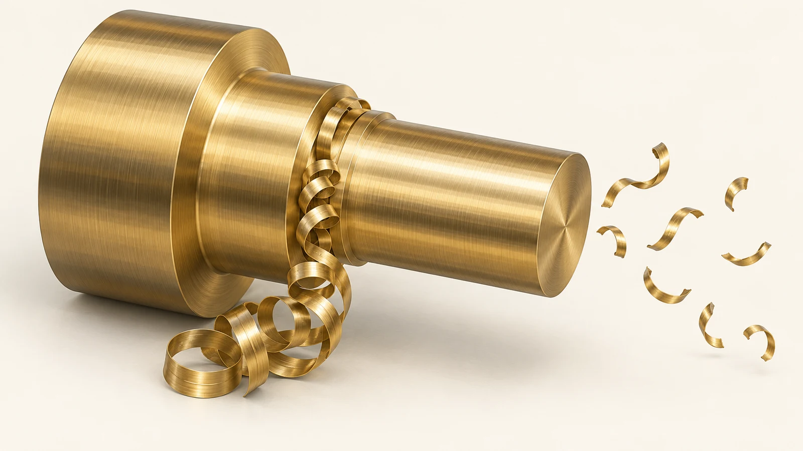 Brass chip path mapped across turned features
