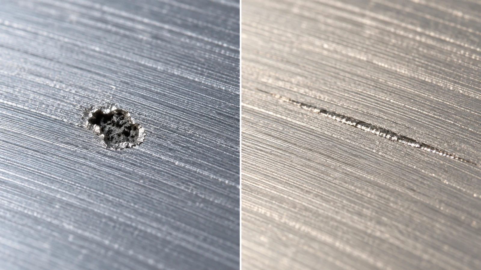 Casting pore versus machining mark