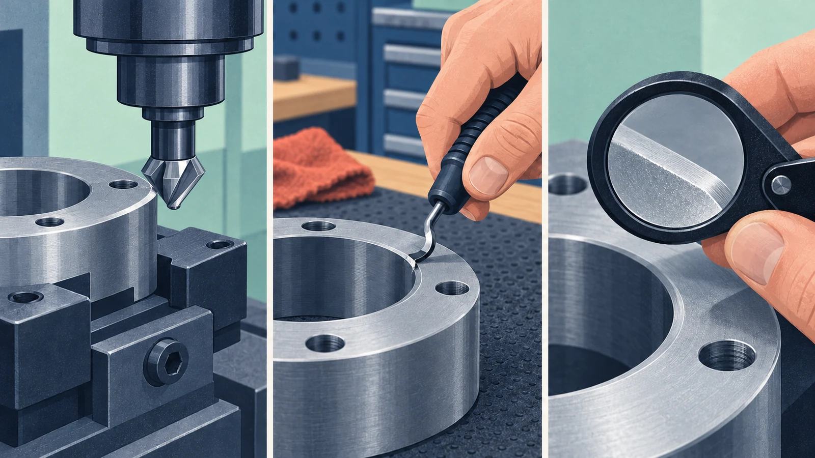 Machining and manual edge cleanup