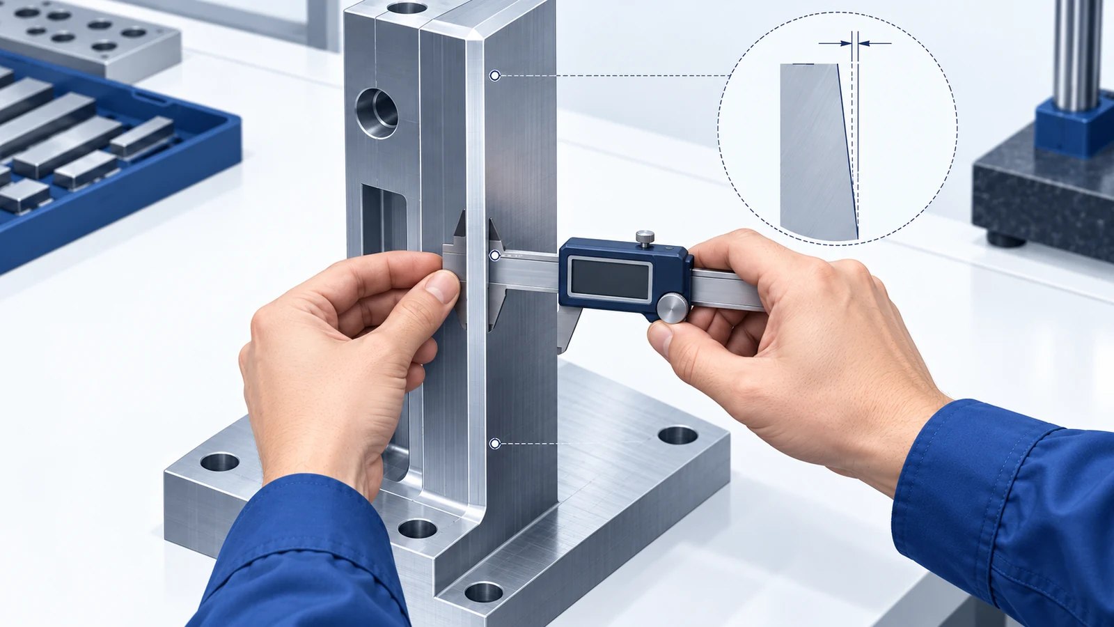 Measuring taper on milled wall