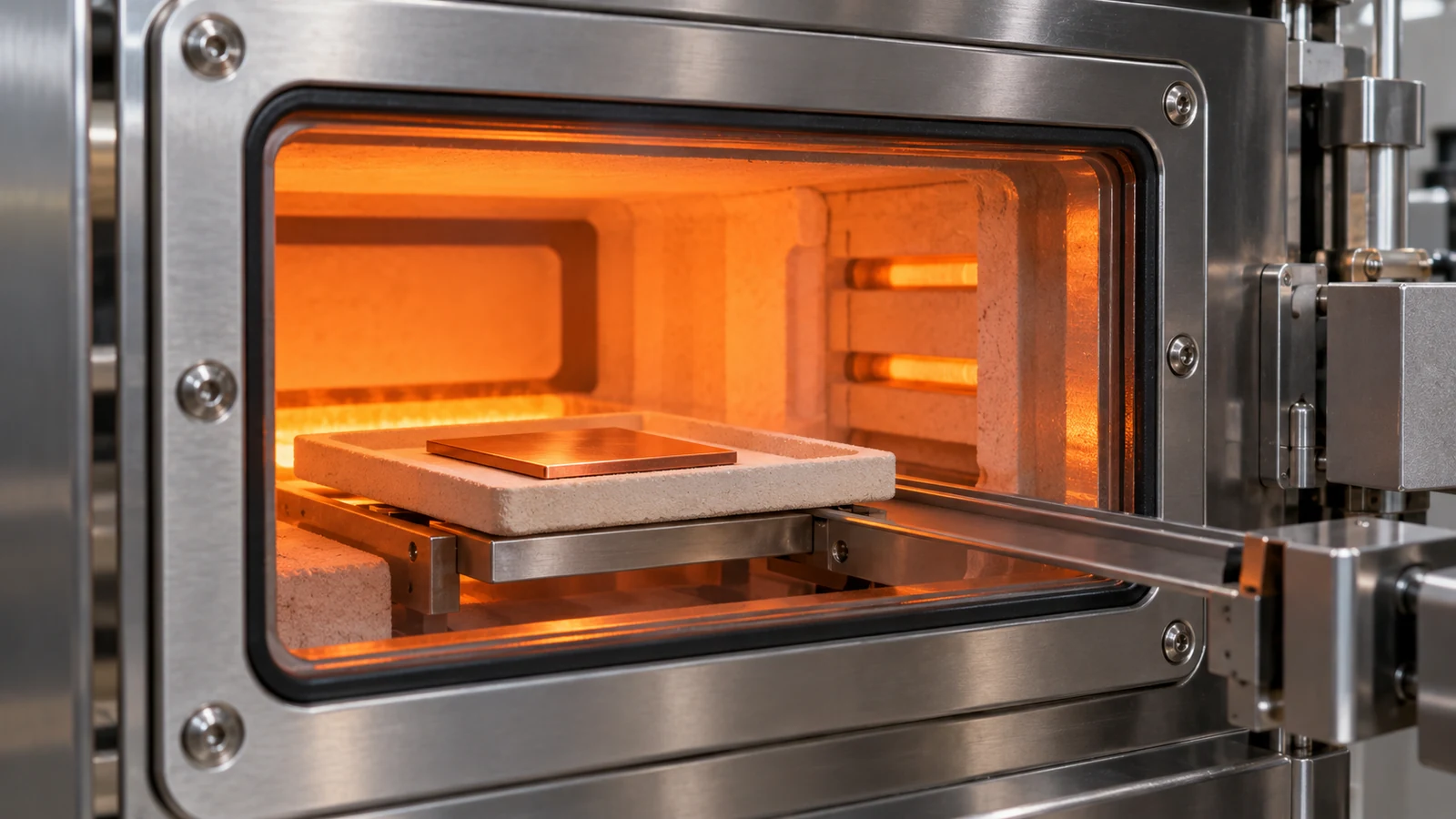 Copper sample entering a heated process chamber