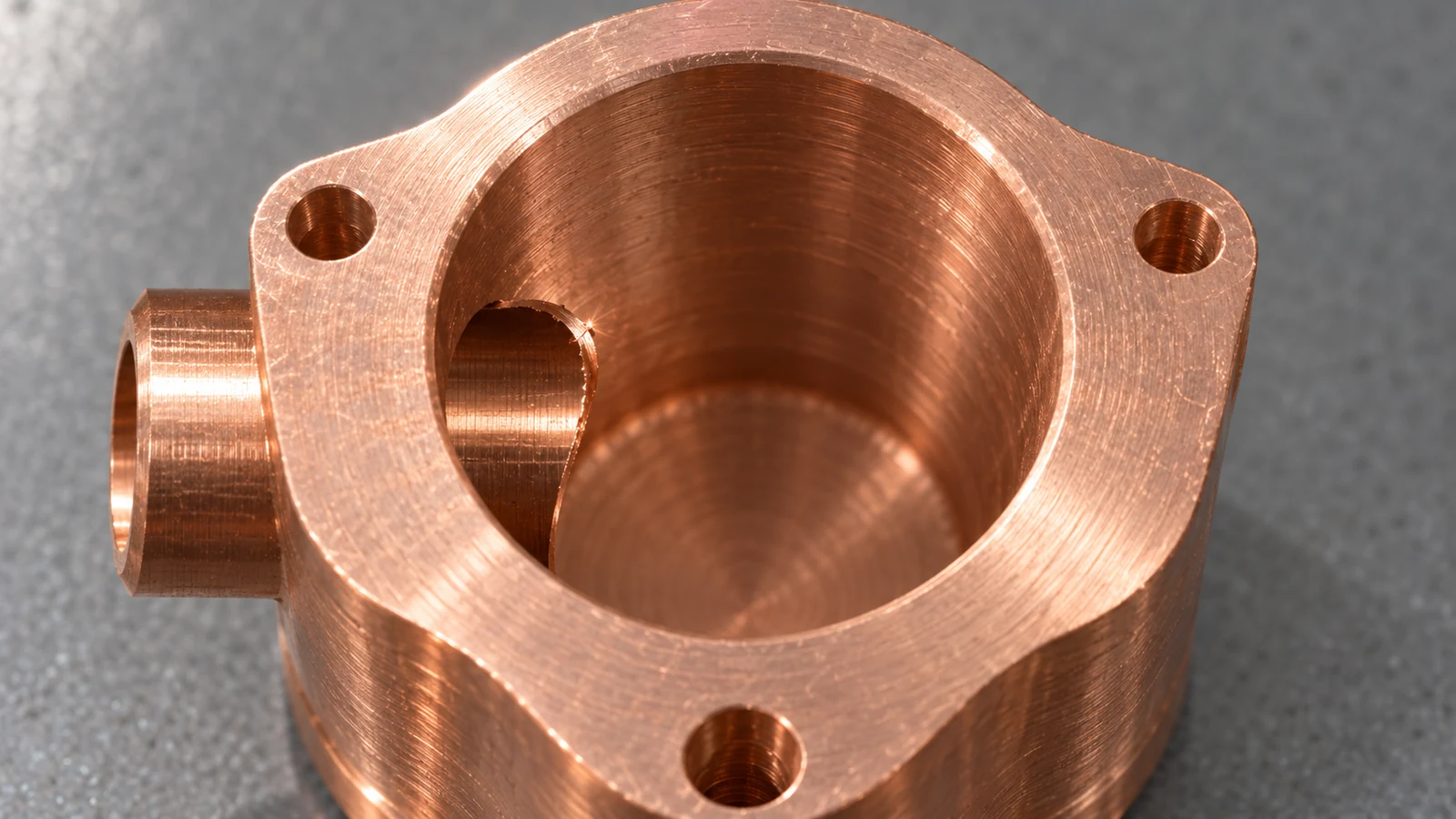 Copper cross hole burr inspection under light