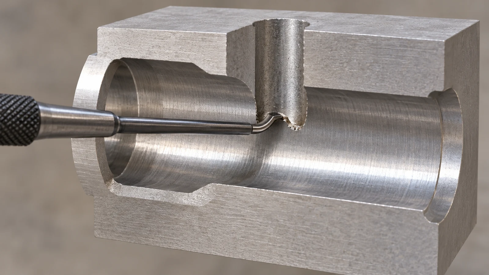 Cross hole burr direction inspection