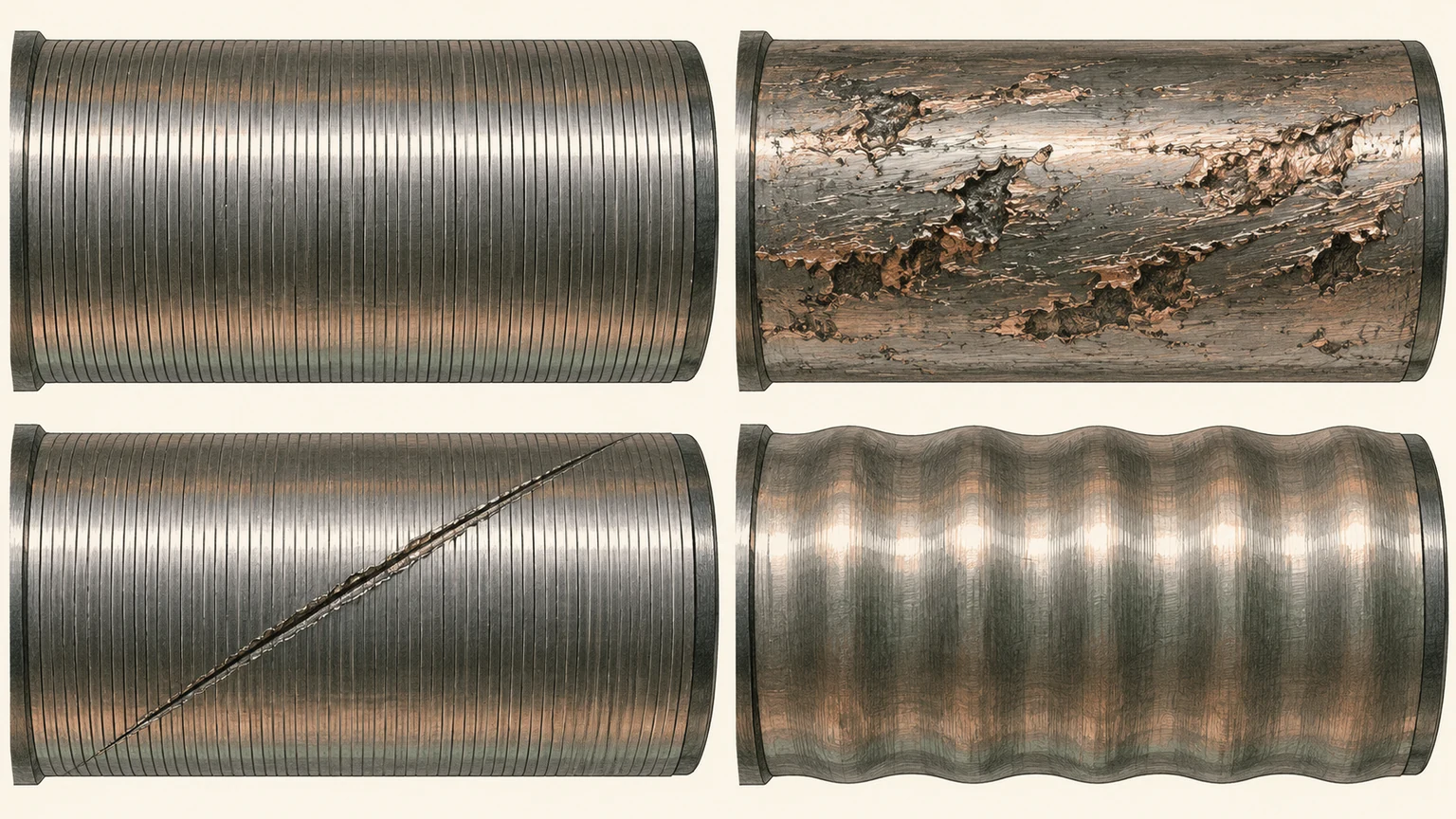 Four distinct turned surface patterns