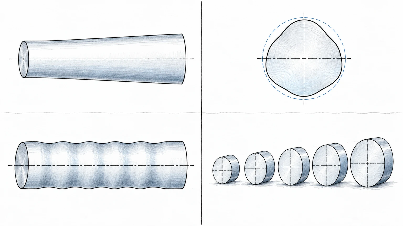 Taper lobing and finish defect map