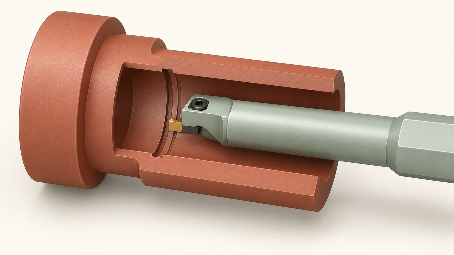 Internal grooving tool clearance cutaway