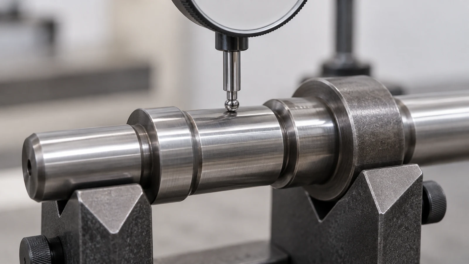Dial indicator measuring shaft journal