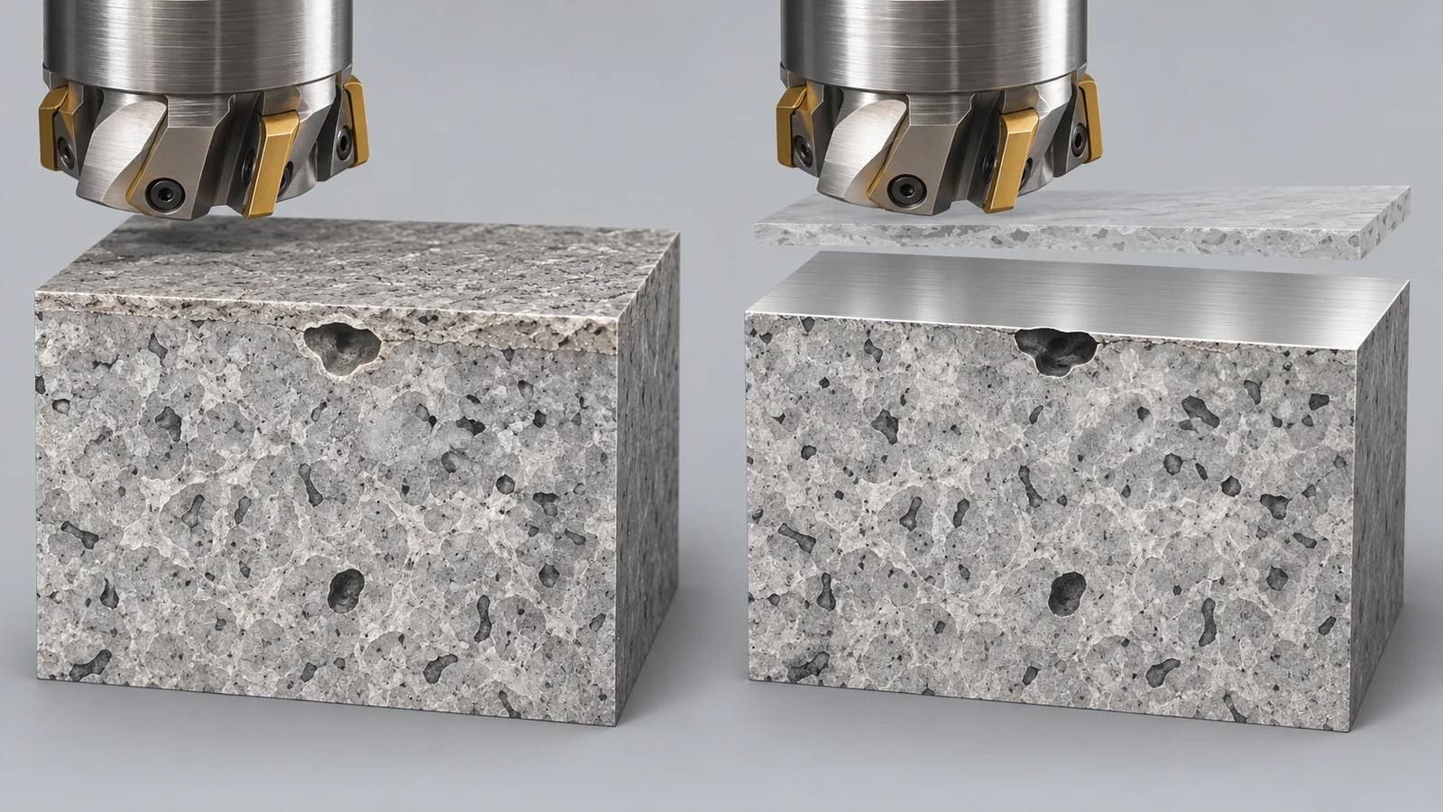 Hidden casting void exposed by machining