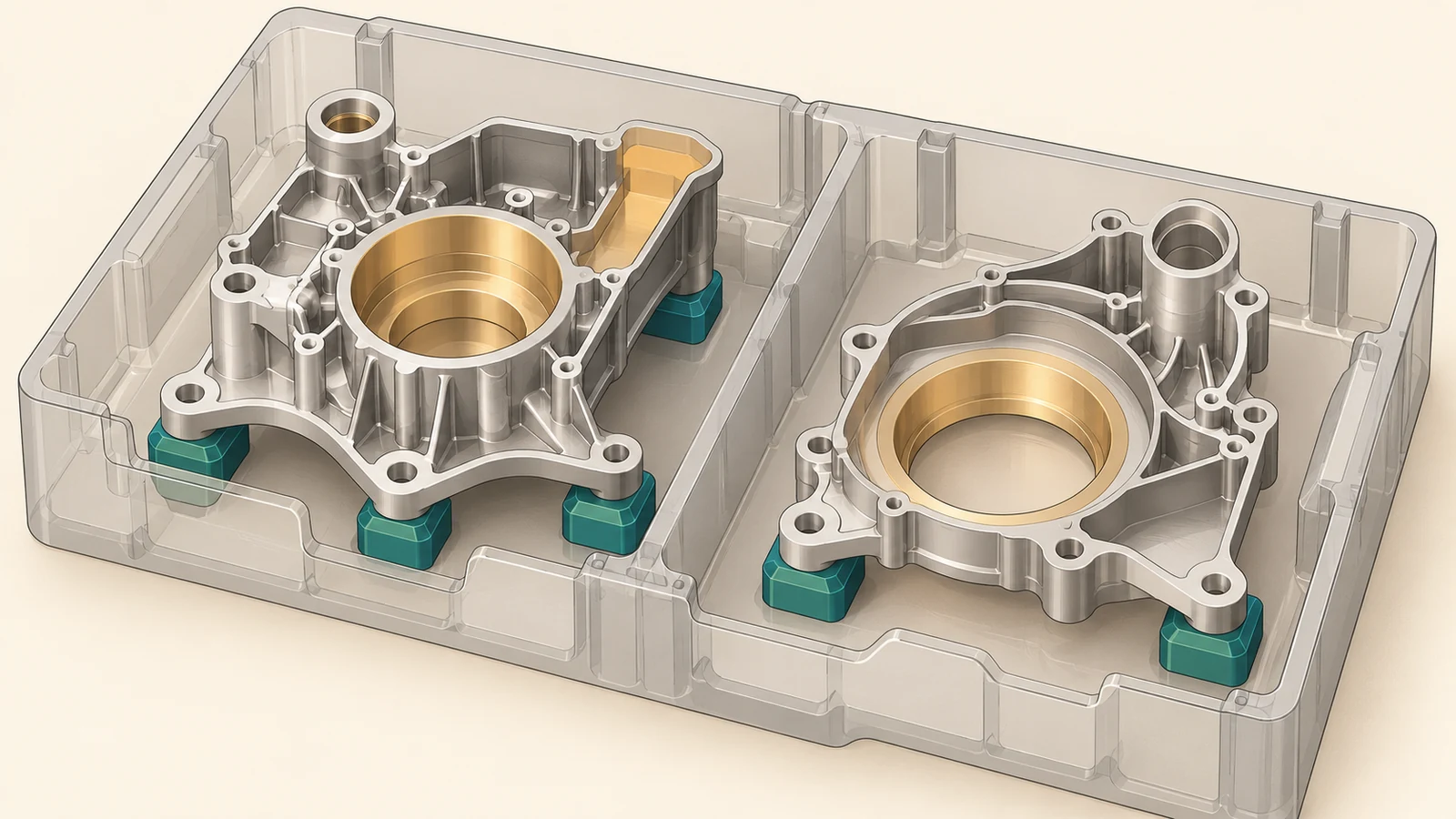 Protective support points for precision machined parts